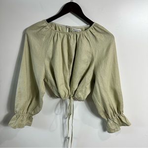 Reformation Bacall Linen Top Dried Herbs NEW!!